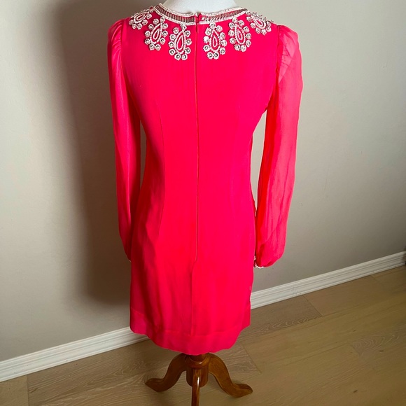 French Connection Embroidered V-Neck Chiffon Dress - Picture 3 of 6